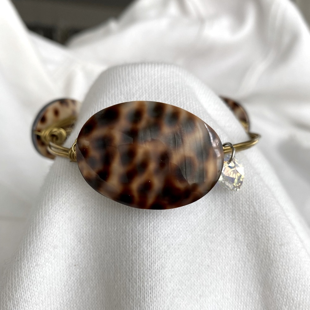 New Handcrafted Tortoise Shell Wire Wrapped Brace… - image 1